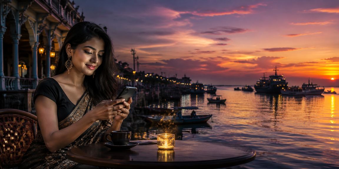 চট্টগ্রামের সমুদ্র সৈকতের কাছে মোবাইলে ক্যাসিনো খেলছেন একজন ব্যবহারকারী